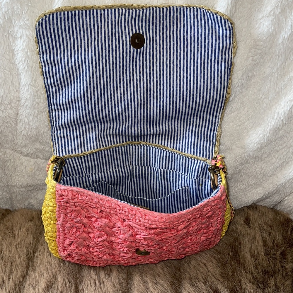 J Crew Color Block Raffia Straw Crossbody - image 3